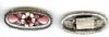 1 29x13mm Red Floral Antique Silver Oval Slider